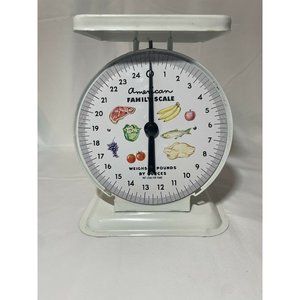 1960's Vintage American Family Scale - White Metal and Plastic 25lb Food Scale